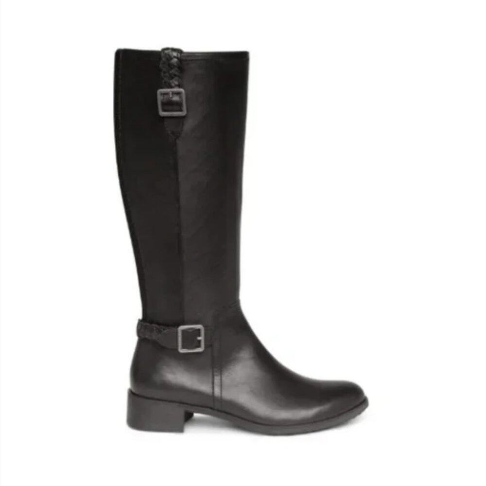 NWT Aetrex Vera Arch Support Weather-Friendly Riding Boots Black 37 7 Wide